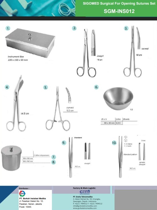 SIGOMED SURGICAL FOR OPENING SUTURES SET